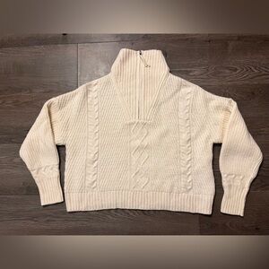 Skull Cashmere Cropped Quarter Zip Sweater